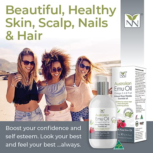 Y-Not Natural Ultra Pure Australian Emu Oil - Luxury, Hospital Grade Emu Oil 200 mL | Free Range Aboriginal Omega 3, 6 & 9 Oil Infused with Rose Wardia - The Ultimate Moisturizer for Skin, Hair, Nails, and Scalp