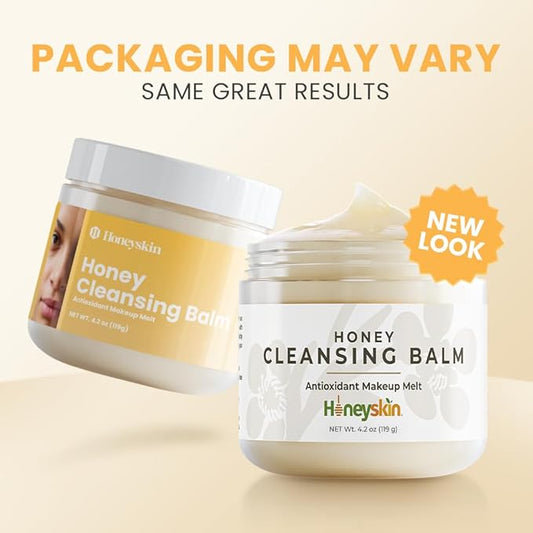 Honey Cleansing Balm Makeup Remover - Face and Eye Makeup Remover for Sensitive Skin Face Wash - Hydrating Facial Cleanser and Gentle to Face Makeup Melting Balm (4oz)