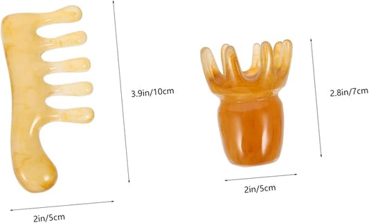 GLEAVI 4 Pcs Resin Massage Comb Jade Comb Chinese Scalp Acupunctures Scraping Facial Massage Tool Massage Tools Face Tools Head Messages Scalp Relax Beeswax Resin Scraping Stone