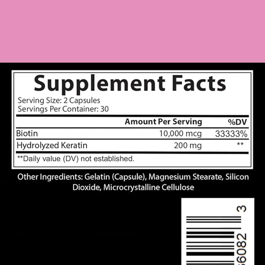 Angry Supplements Hair Envy 10,000 mcg Biotin + Keratin Capsules, Grow Hydrate Hair, Strengthen Thicken Nails, Clear Skin – Natural Remedy for Damaged Thinning Hair, (1-Bottle, 60ct)