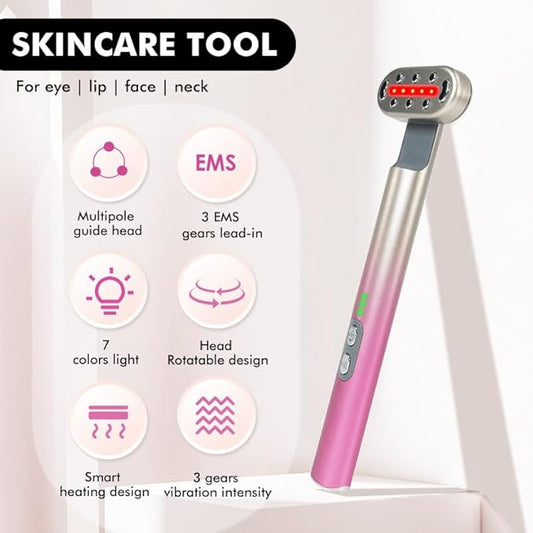 Radiant Renewal Skincare Wand, HD-15 Red-Light-Therapy- Face Wand for Face Eye Skincare Equipment with 7 Color, Facial Massager