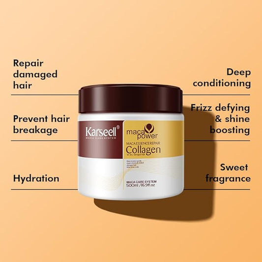 Hair Mask Karseell Deep Conditioner Argan Oil Collagen Treatment Natural Coconut Oil for Dry and Damaged Hair 16.9Oz 500ml