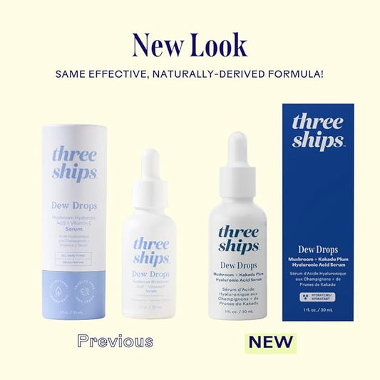 Three Ships Dew Drops Hyaluronic Acid And Vitamin C Serum - Vegan Facial Serum Brightens And Plumps Skin - Intensive Natural Face Serum for All Skin Types- As Seen on Dragon’s Den, 01 Fl Oz