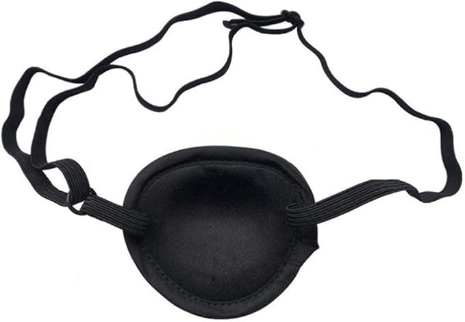 2 Pcs Adult Kid's Black Adjustable Soft and Comfortable Pirate Eye Patch Single Eye Mask for Amblyopia Lazy Eye