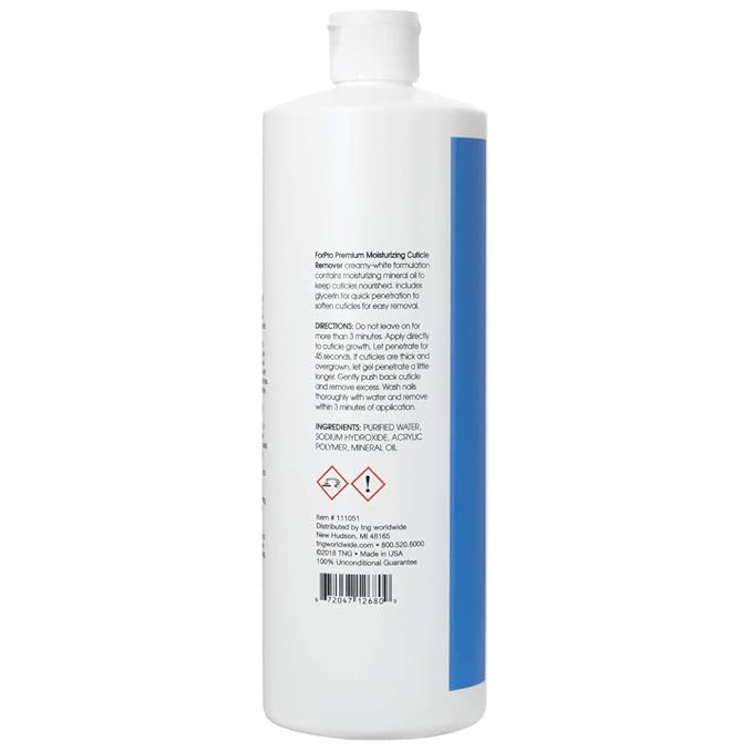 ForPro Professional Collection Premium Moisturizing Cuticle Remover, Softens and Hydrates Cuticles for Easy Removal, Includes Glycerin and Mineral Oil, 32 Oz.