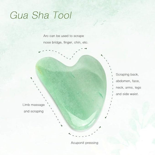 Gua Sha Set and Jade Roller, Guasha Tool Face, Jade Gua Sha & Face Rollers for Women, Beauty Massage Face Roller for Body Muscle Relaxing