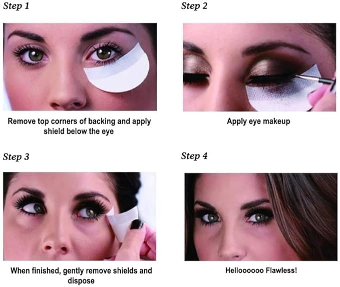 50 Pcs Under Eye Pads Under Eye Patches Lint Lash Extension Eye Patches Eyeshadow Lips Makeup Shields Professional Eyeshadow Stencils for Daily Makeup Use (7X4cm)