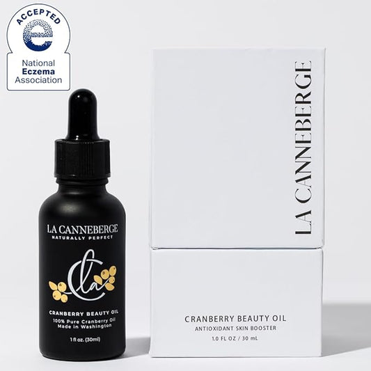 LA CANNEBERGE Cranberry Beauty Oil - Intensive Hydration & Revitalization for Face, Hair & Body -1 Fl Oz Certified Organic Cranberry Seed Oil -Moisturizing, Vitamin-Rich, Non-Greasy Skin Care