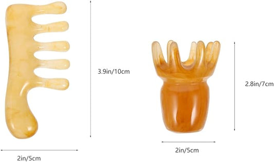 GLEAVI 2pcs Resin Massage Comb Gua Sha Comb for Scalp Deep Tissue Massage Comb Chinese Scalp Acupunctures Scalp Massage Guasha Scraping Scalp Comb Head Massage Hair Beeswax Resin China