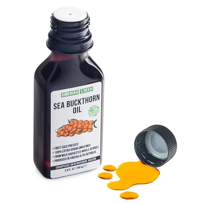 Siberian Sea Buckthorn Oil | 100% Natural Extra Virgin Cold Pressed 100 ml / 3.4 fl oz | Unrefined Raw Vegan | Exclusive Healthy Diet Food Grade
