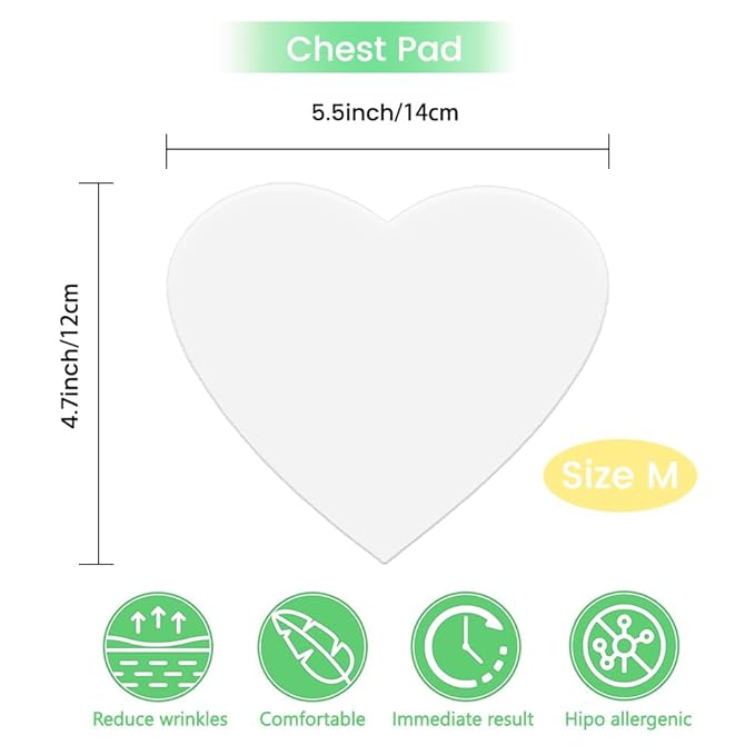 evpct 1Pcs Silicone Chest Smoothing Wrinkle Pads Reusable, Silicone Anti Chest Wrinkle Patches Reusable for Chest Wrinkles Overnight, Décolleté Chest Wrinkle Pillow Pads for Smoother,Size M-Love Heart