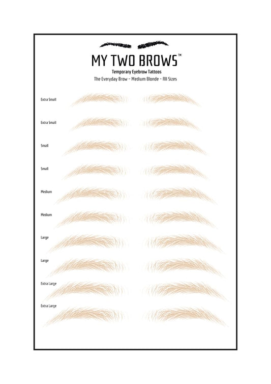 (10 pairs) Medium Blonde Temporary Eyebrow Tattoo - Small Size - Waterproof & Smudgeproof - Confident Contour Style Eyebrow Stickers - Sheet Lasts up to 30 Days - Won't Work on Existing Brows