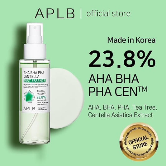 APLB AHA BHA PHA Centella Mist Essence | AHA BHA PHA CEN™ 23.8% 3.55 FL.OZ/Korean Skincare, Exfoliant, Replenishing Moisture, Revitalize for Gentle and Improve Skin Texture