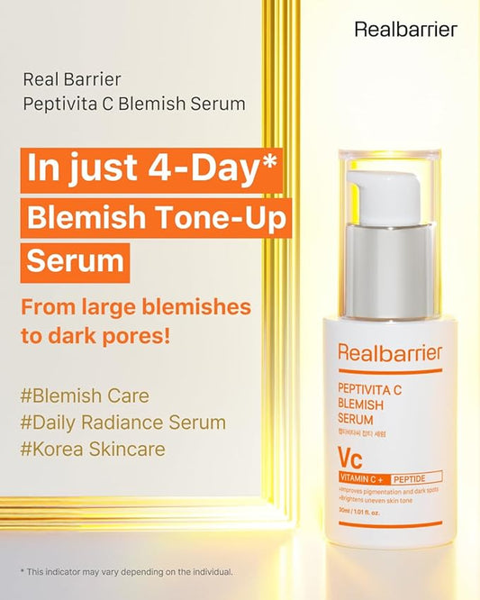 Real Barrier | Peptivita C Blemish Serum | Face Serum for Uneven Skin Tone & Smooth Texture | Vitamin C Face Care for Sensitive Skin | Facial Skin Care Products | Korean Skincare | 1.01 fl oz (30ml)