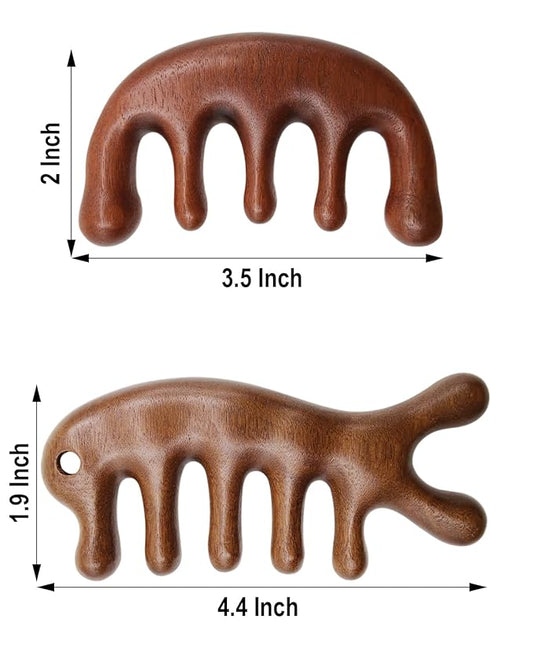 Wooden Scalp Massager Comb for Hair Growth, 2 Pack Wood Wide Tooth Comb for Women Men, Natural Sandalwood Head Massager