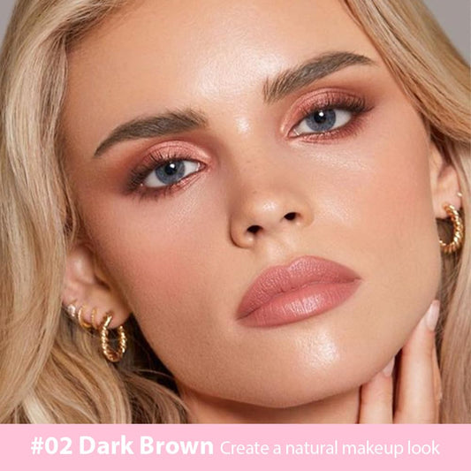 evpct 1Pcs Dark Brown Magic Microblading Eyebrow Contouring Pen Brow Pencil, with 4 Brush Micro-Fork-Tips Precise Applicator, Dual-ended Eyebrow Brush, Hair Like Strokes, Natural Looking Brows