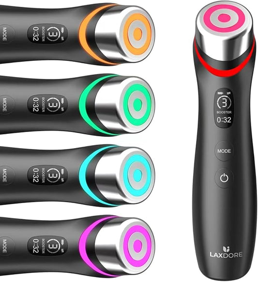 Upgraded Version | 6-in-1 Real Glass Glow Device | Looking Glass Skin with Enhanced Absorption, Radiance, Elasticity, Pore Care | LED Anti-Wrinkle Device | Skin Care Firming, Toning