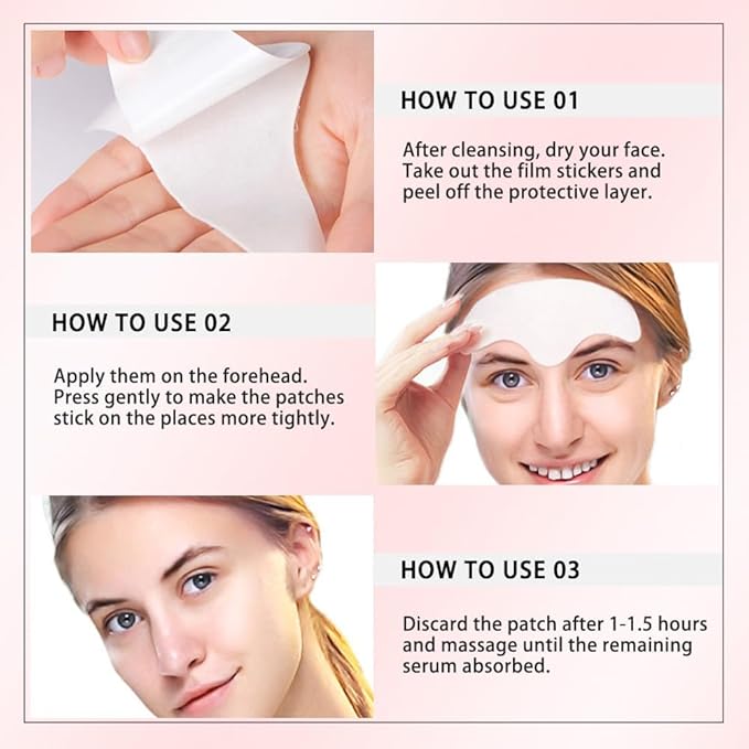 evpct 12Pcs Forehead Wrinkle Patches Face Tape Smoothing Facial Anti Wrinkle Patches for Face Wrinkles Overnight