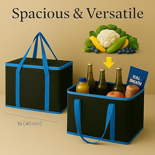 2-Pack Trunk Organizer for Car - Car Organizer, Foldable Trunk Organizer for SUVs & Sedans, Sturdy Car Organization for Car Accessories, Tools, Sundries, Black, 2 Compartments Insulated Picnic Basket