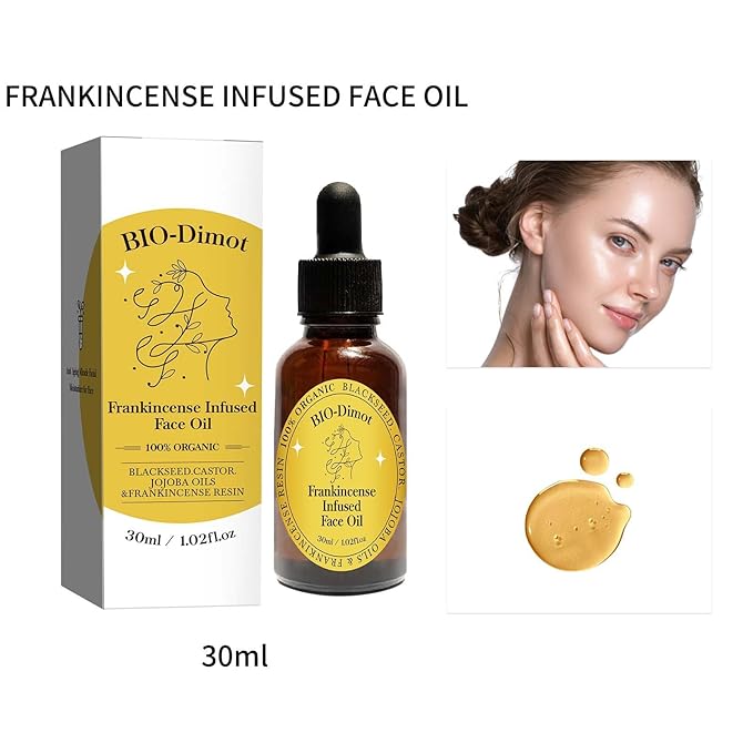 Frankincense Resin Oil, Natural Castor and Jojoba Oils Cold Pressed Serum Face Hydrates Anti-Aging Organic Frankincense Oil. -2Pcs