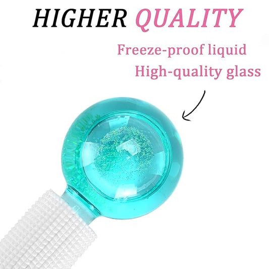 Ice Globes for Facials- Freezer Free Face Rollers with Essence for Daily Beauty Routines, Skin Massagers Globes Durable Quartz Glass for Reduce Puffiness Skin Cooling (Update Green)