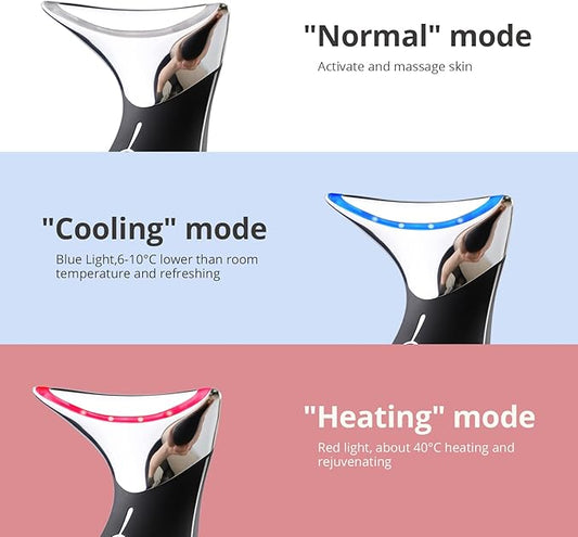 Ms.W Red Light Neck Face Massager, Facial Massager with Hot & Cold Modes for Skin Care, Vibration for Skin Tightening and Rejuvenation(Black)