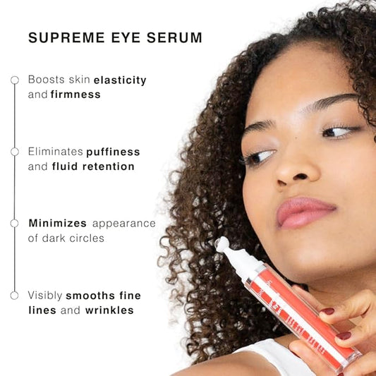 Supreme Eye Serum (0.5 fl oz) - Advanced Roll-On Formula | Designed to Aid Smoother Younger & Firmer-Looking Skin | Helps Reduce Puffiness Circles Fine Lines & Wrinkles | Boosts Elasticity