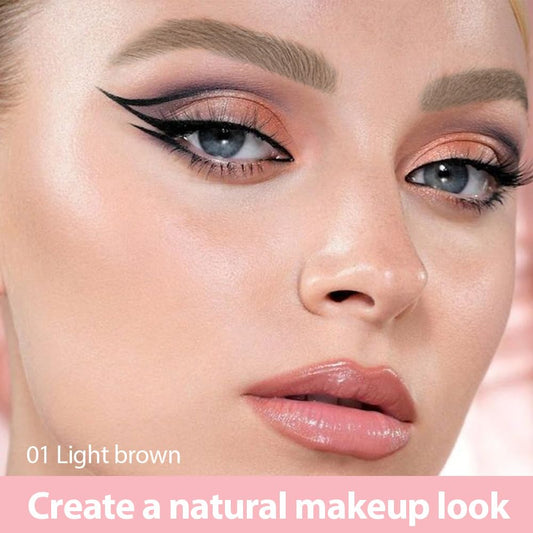 evpct 2Pcs Light Brown Magic Microblading Dual-Ended Eyebrow Contouring Pen Brow Pencil, with 4 Brush Micro-Fork-Tips Applicator and Precise Brush-Tip Hair Like Strokes, Dual-ended Eyebrow Brush