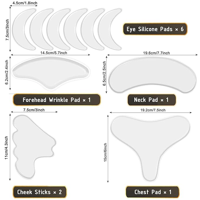 Neck Wrinkle Patches – Reusable Silicone Anti-Wrinkle Pads for Chest, Forehead & Face, Smooth Fine Lines, Frown Lines & Sleep Wrinkles, Overnight Wrinkle Treatment for Women, 11 Pcs
