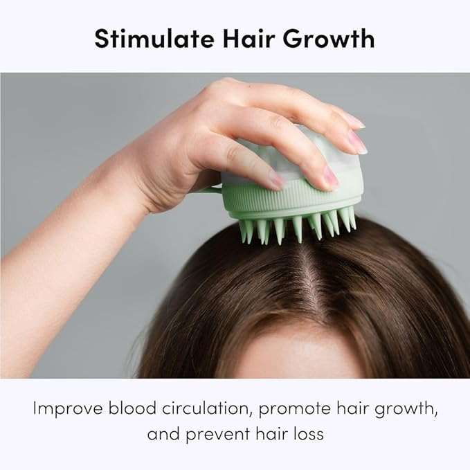 Fancii Hair Scalp Massager, Shampoo Brush for Wet & Dry Hair, Scalp Scrubber Exfoliator for Dandruff Removal & Hair Growth. Shower Head Brush for All Hair Types, Soft Silicone (Mint)