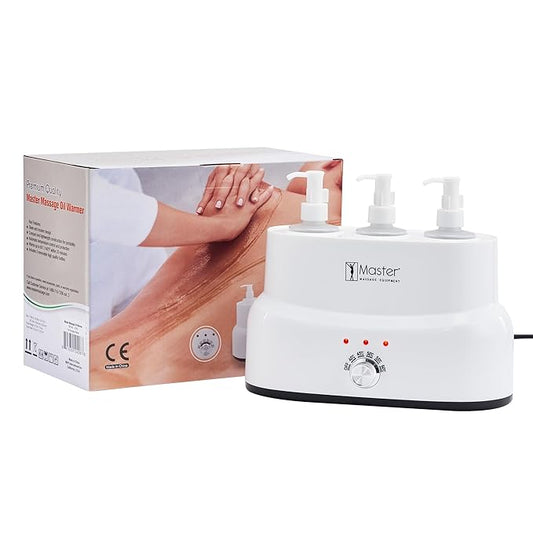 Master Massage 3-Bottles Massage Oil, Lotion, Cream Warmer Heater with Empty Bottles- Massage Cream Heating Device- Salon SPA Massage Body Therapy, White