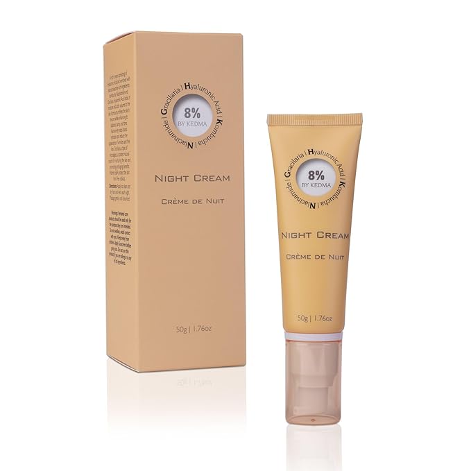 8% - Rich Night Cream with Hyaluronic Acid and Kombucha - Moisturising, Anti-Ageing and Radiant - For All Skin Types - No Parabens, Sulphates and Silicones - 50 g