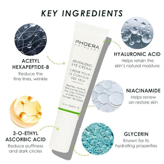 Phoera Revitalizing Eye Cream Brighten Hydrate Reduce The Fine Lines, Dark Circle Wrinkles And Puffiness For Men And Women Skin Loving Ingredients Apply In Morning And At Night