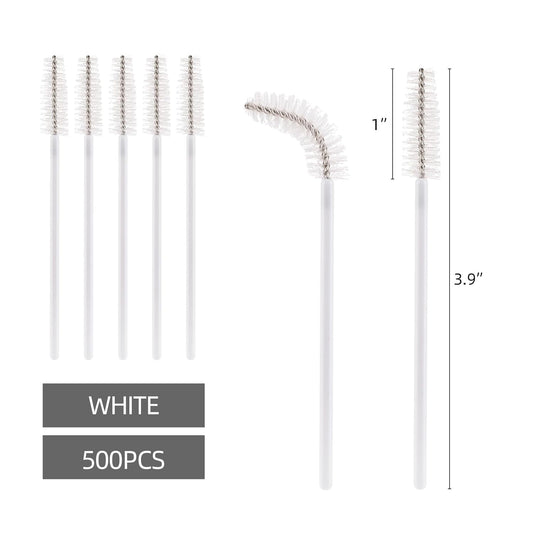 Tbestmax 500 Disposable Mascara Wands Eyelash Brush White Spoolies for Eyebrow Eye Lash Extension