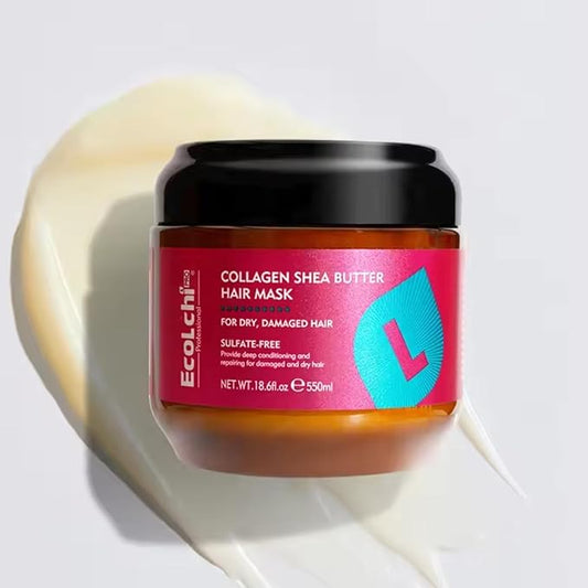 Ecolchi Collagen Hair Mask Deep Repair Conditioning Collagen Shea Butter Hair Treatment for Dry and Damaged Hair All Hair Types 18.6 oz 550ml