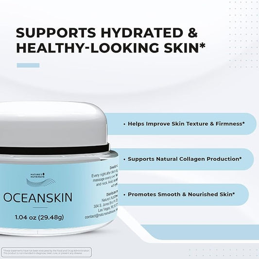 OceanSkin – Marine-Based Hydrating Face Cream with Pseudoalteromonas Ferment Extract – Lightweight & Nourishing – Non-GMO, GMP Certified, Made in USA, 2 Month Supply