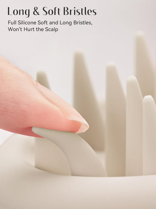 HEETA Scalp Massager Hair Growth, Scalp Scrubber with Soft Bristles, Integrated Silicone Design, Scalp Exfoliator for Dandruff Removal & Relax Scalp, Shampoo Brush Fit Wet Dry Hair Use, Oatmeal