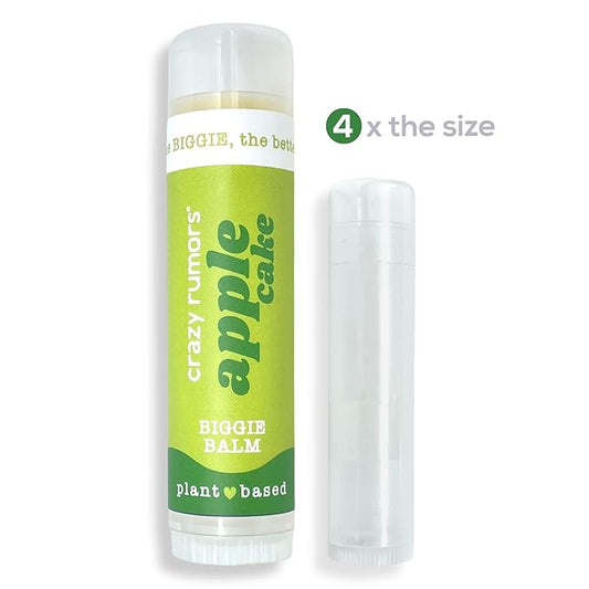 Crazy Rumors Biggie Apple Cake Flavored All Natural, Plant Based Lip Balm to Moisturize and Nourish your Lips - Apple Cake Biggie Tube 0.6 oz (4x Larger than standard 0.15 oz lip balm)