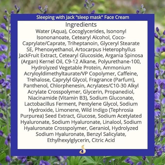 Suzy Cohen Sleeping with Jack Skin Renewing Night Cream: Hydrating Collagen Boosting Moisturizer with Niacinamide, Hyaluronic Acid for Plumping and Jackfruit Extract. Anti-aging Facial