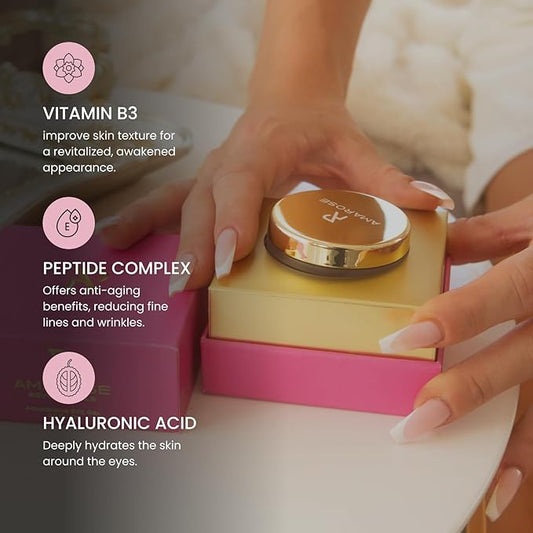 Amarose Anti-Aging Eye Gel – Brighten, Cool, and Hydrate for Dark Circles, Puffy Eyes, and Wrinkles – Organic Eye Treatment Cream - Experience the Ultimate Under Eye Treatment Gel for a Radiantly Yout