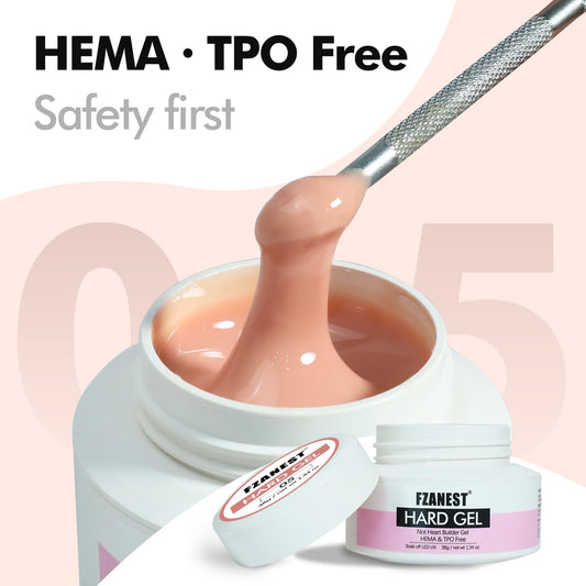 FZANEST Heat-Free Builder Nail Hard Gel For Nails Extension Sculpting Overlay Cool Nude Hema TPO-Free UV LED Gel Soak Off #05