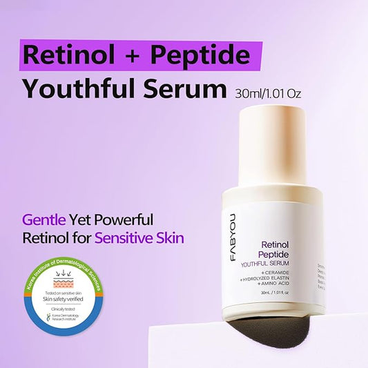 Retinol Peptide Serum 1.01 Oz – Anti-Aging, Hydrating & Firming for Wrinkles & Dark Spots, Gentle Retinol Serum for Face, Day & Night Korean Skincare