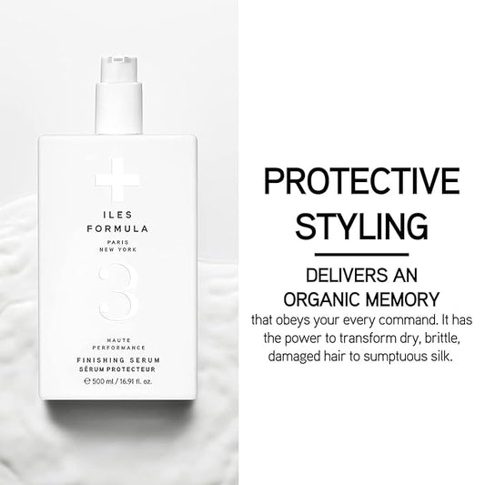 ILES FORMULA Haute Performance Finishing Serum – Style & Smooth Without Weighting Hair Down, Protects Hair from Heat, Humidity, UV Rays + Color Fade – 16.9 Fl Oz (500 ML)