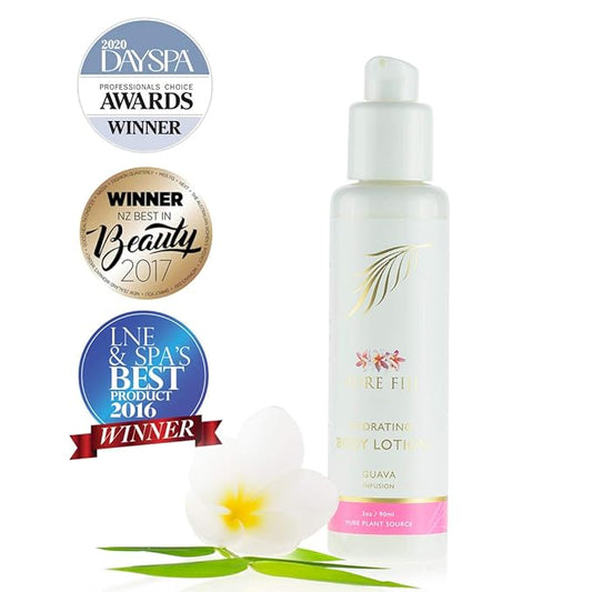 PURE FIJI Body Lotion Hydrating - Moisturizing Lotion for Dry Skin with Coconut Milk and Vitamin E, Organic Body Lotion For Women and Men, Guava Scent, 3 oz