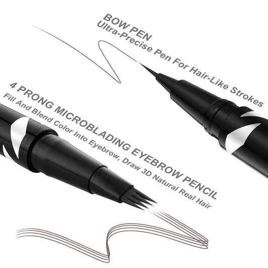 LAVONE Eyebrow Pen,2-IN-1 Dual-ended Waterproof Eyebrow Pencil,with 4 Tip Microblading Eyebrow Pen and Ultra-Precise Brow Pencil,Dual-ended Eyebrow Brush,Eyebrows for Natural Looking-Medium Brown