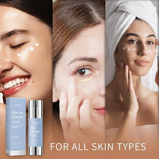 Retinol Eye Cream for Dark Circles & Wrinkles - Advanced Night Repair Treatment with Hyaluronic Acid & Vitamin E | Reduces Puffiness, Fine Lines & Eye Bags | Dermatologist Tested (15ml)