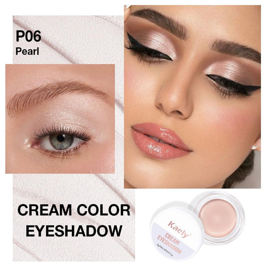 Kaely Single Cream Eyeshadow Pot, Pearl Translucent Eye Shadow for Older Women High Pigmented Waterproof, Natural Eyeshadow Palette Makeup Brightener, sombras en crema para ojos, Blendable, P06