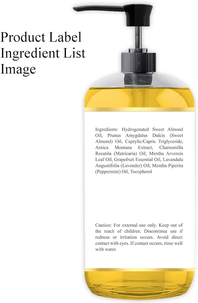 Sore Muscle Massage Oil 8 Fl Oz - Arnica Extract and Peppermint - Soothe Sore and Tired Muscle and Joints