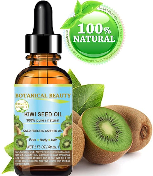Botanical Beauty KIWI SEED OIL. 100% Pure Natural Undiluted Virgin Cold Pressed Carrier Oil. 2 Fl.oz.- 60 ml for Face, Skin, Body, Hair, Nail Care