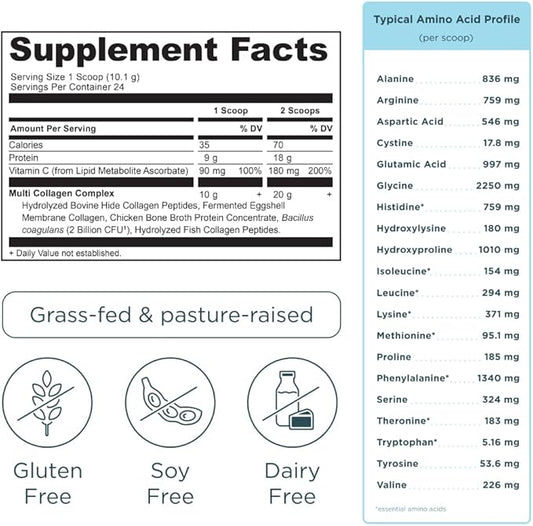 Ancient Nutrition Hydrolyzed Collagen Peptides Powder, Unflavored Multi Collagen Powder Packets for Women and Men with Vitamin C, 24 Servings, Supports Skin and Nails, Gut Health